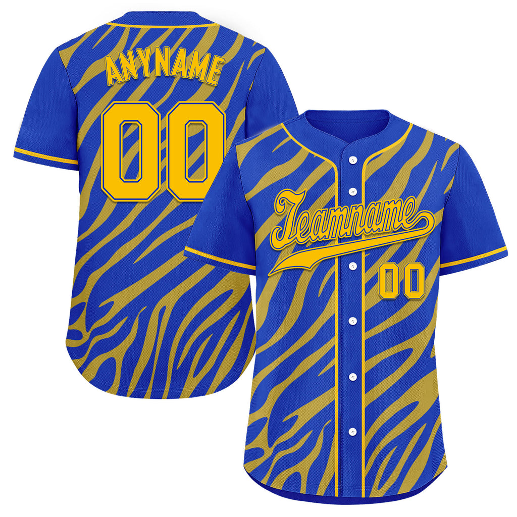 Custom Blue Yellow Zebra Pattern Personalized Authentic Baseball Jersey BSBJ01-D020201-16