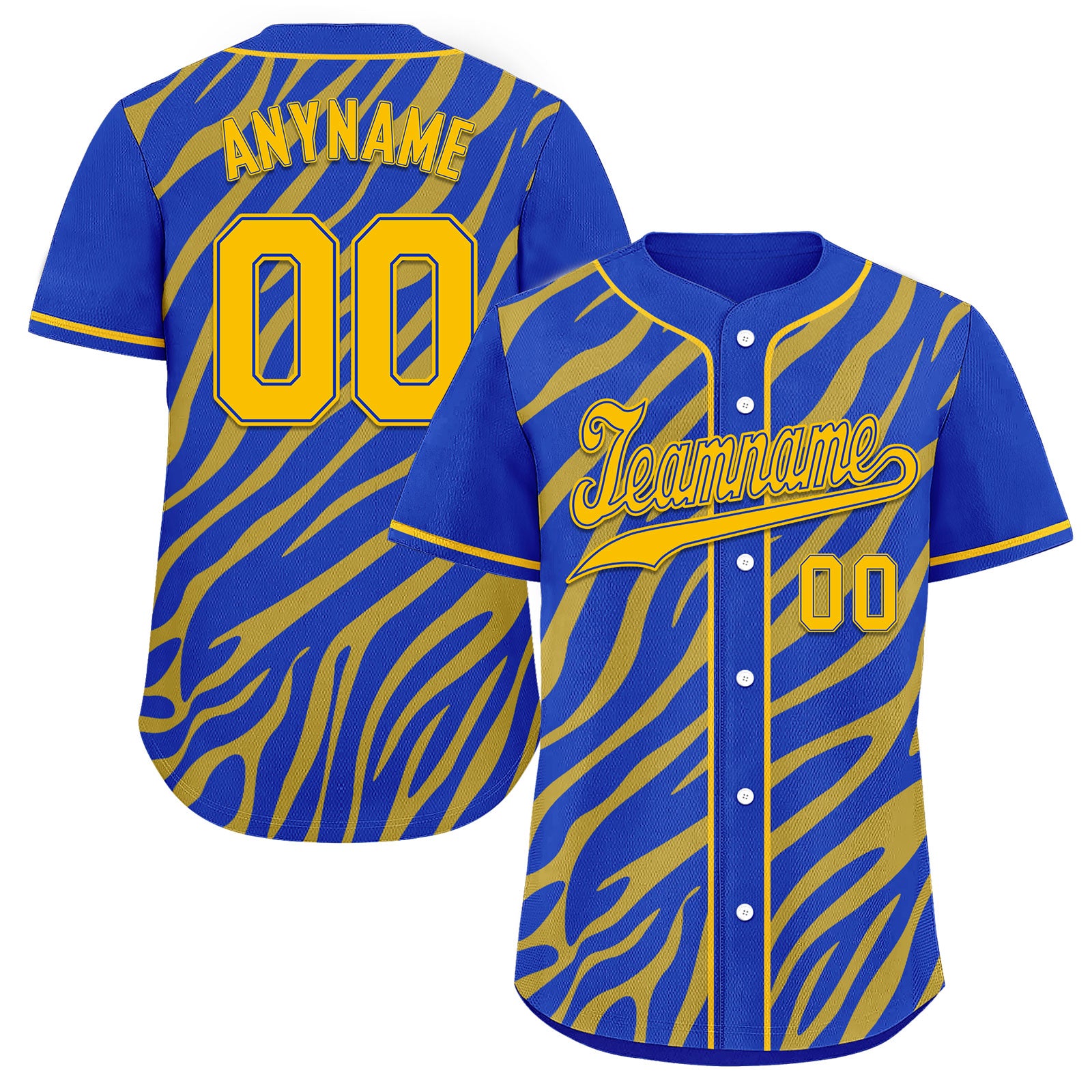 Custom Blue Yellow Zebra Pattern Personalized Authentic Baseball Jersey BSBJ01-D020201-16