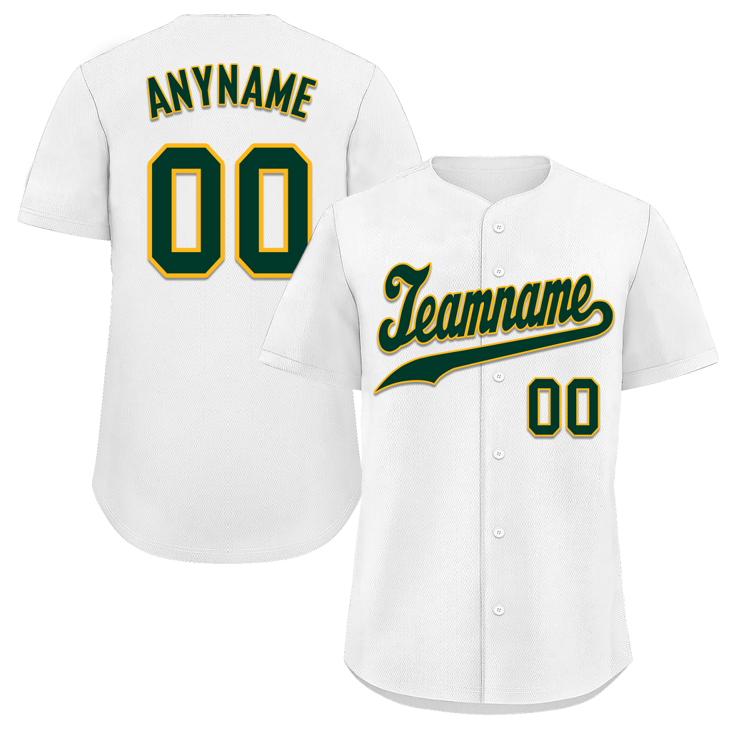 Custom White Classic Style Green Personalized Authentic Baseball Jersey BSBJ01-bd0fac0