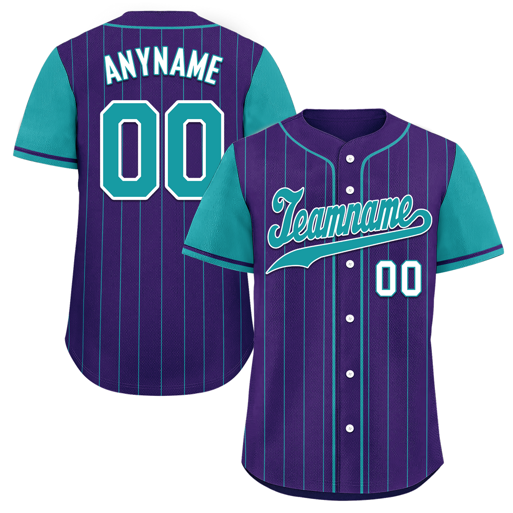 Custom Purple Cyan Stripe Fashion Personalized Authentic Baseball Jersey BSBJ01-D017248