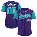 Custom Purple Cyan Stripe Fashion Personalized Authentic Baseball Jersey BSBJ01-D017248