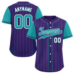 Custom Purple Cyan Stripe Fashion Personalized Authentic Baseball Jersey BSBJ01-D017248