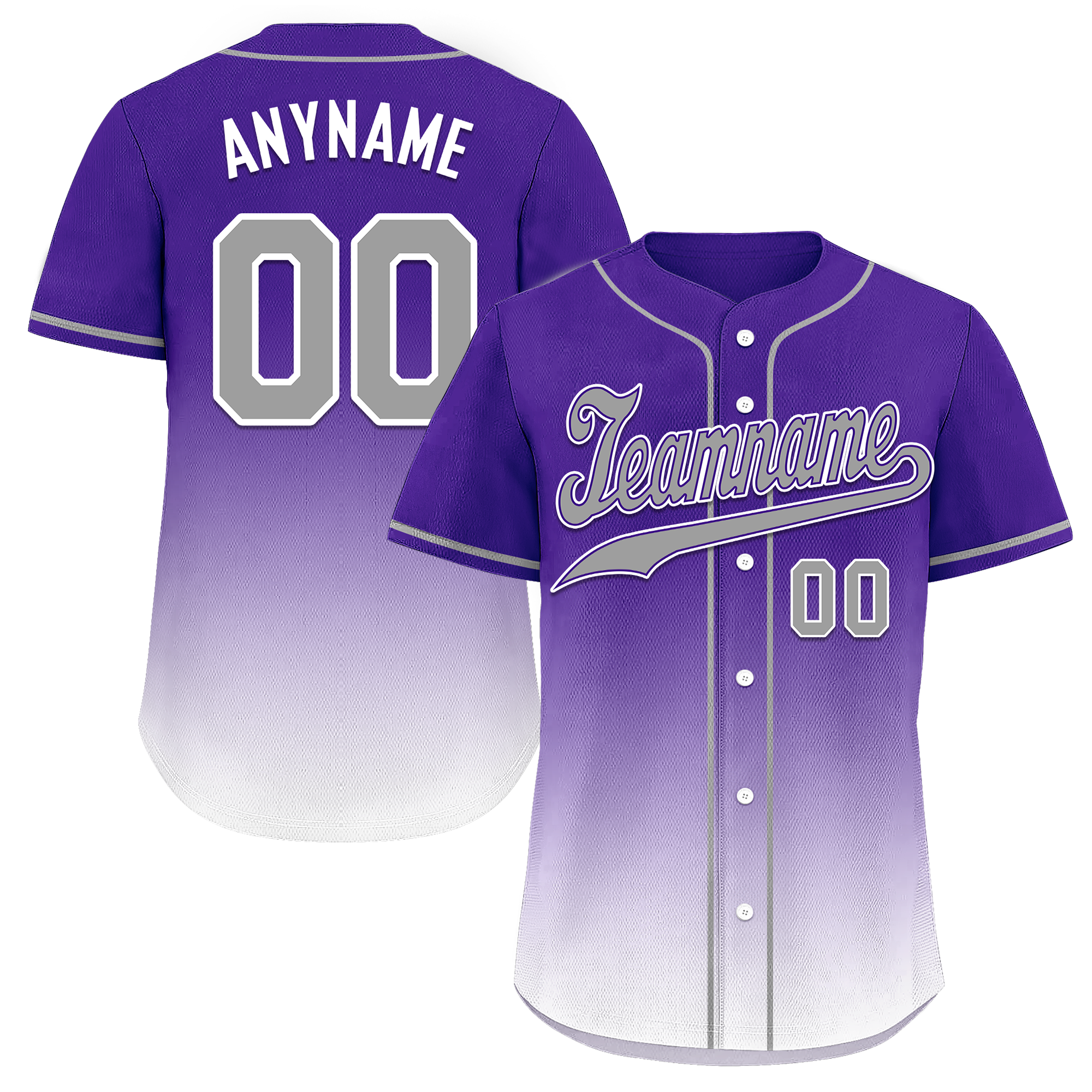 Custom Purple White Fade Fashion Personalized Authentic Baseball Jersey BSBJ01-D0a70eb