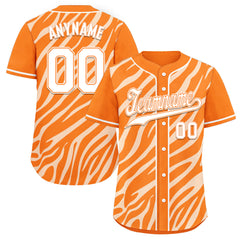 Custom Orange White Zebra Pattern Personalized Authentic Baseball Jersey BSBJ01-D020201-13