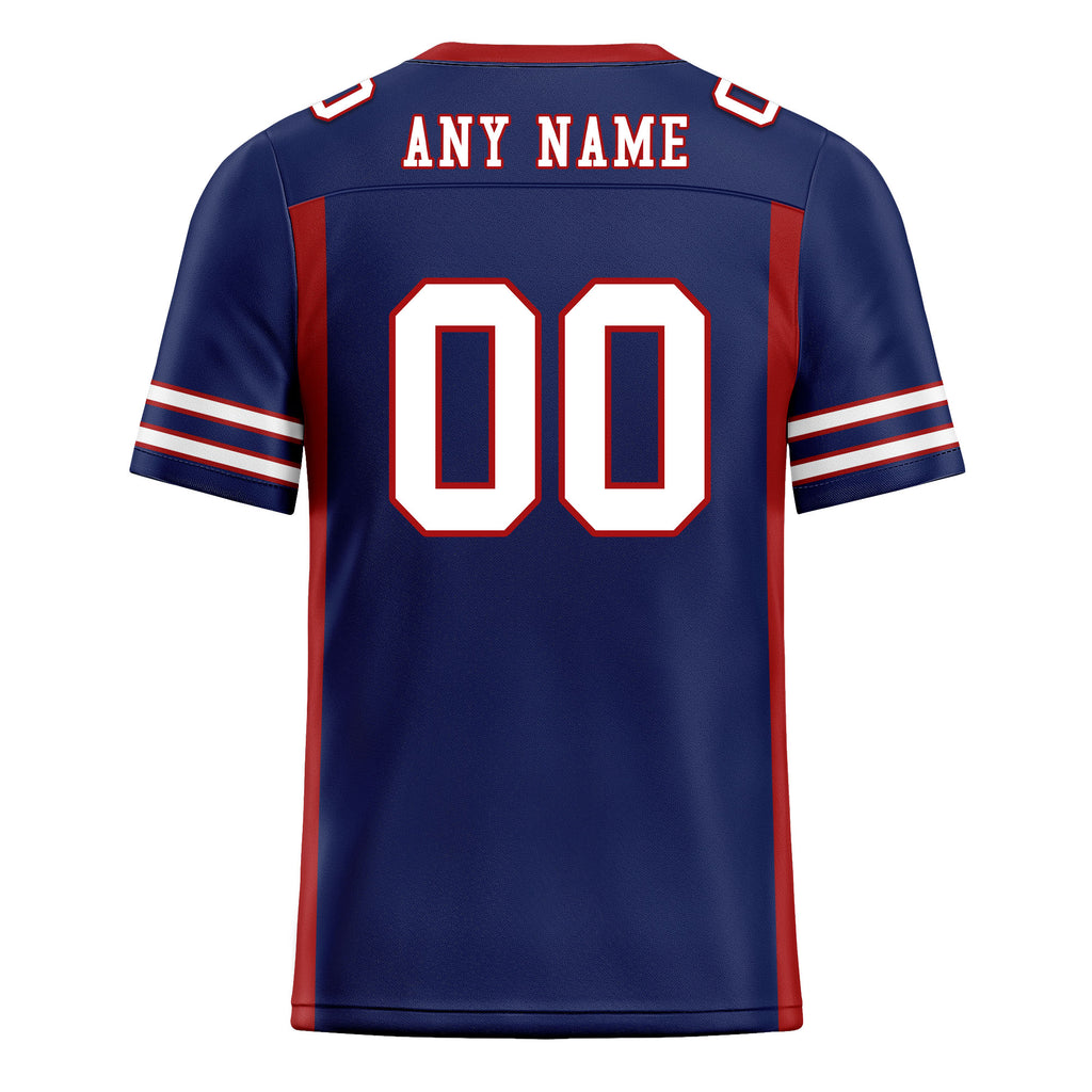 Custom Blue Red Striped Sleeves Personalized Authentic Football Jersey FBJ02-D06060