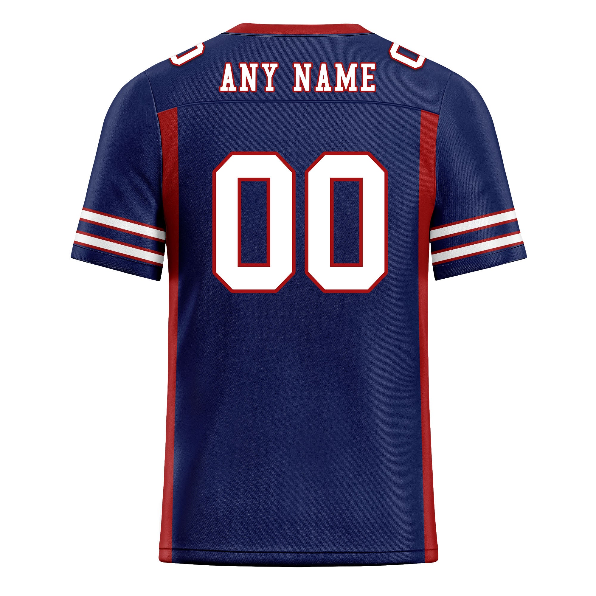 Custom Blue Red Striped Sleeves Personalized Authentic Football Jersey FBJ02-D06060