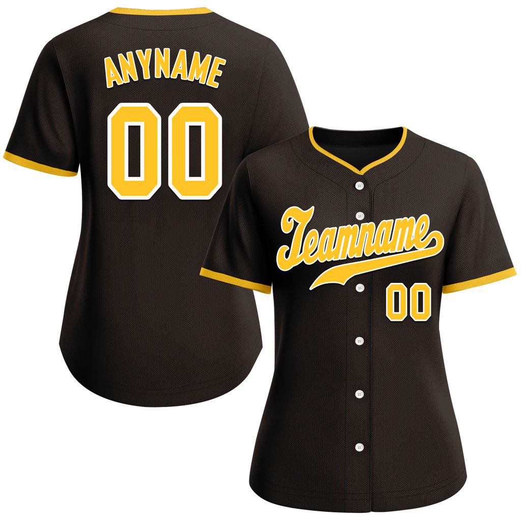 Custom Brown Classic Style Yellow Personalized Authentic Baseball Jersey BSBJ01-bd0faee