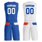 Custom Blue White Classic Style Reversible Basketball Uniform Personalized COOLMAX BBJR-D017031