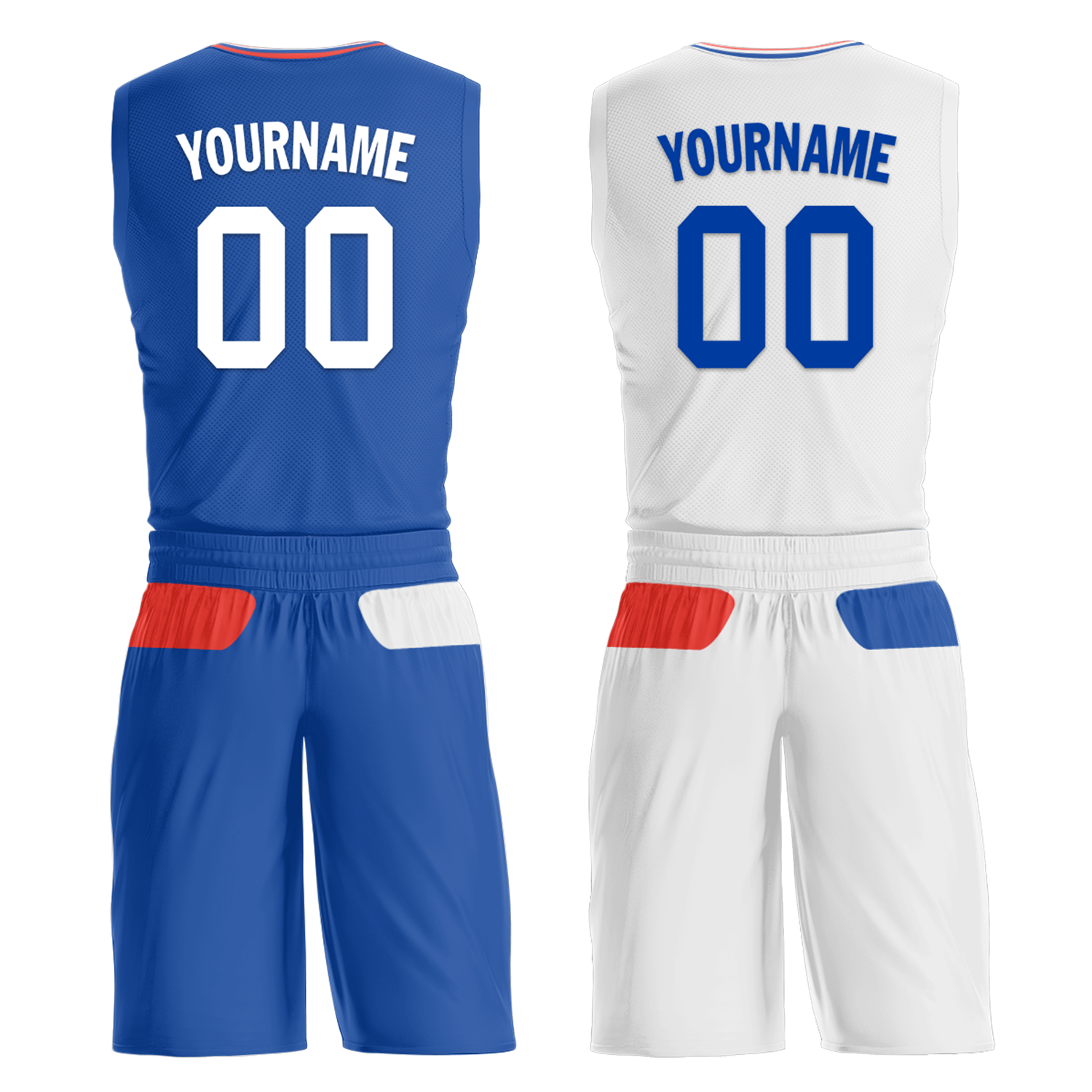 Custom Blue White Classic Style Reversible Basketball Uniform Personalized COOLMAX BBJR-D017031