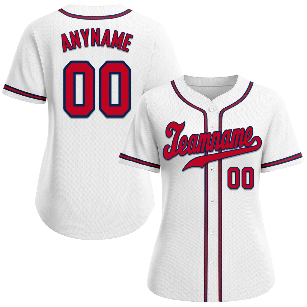 Custom White Classic Style Red Personalized Authentic Baseball Jersey BSBJ01-bd0facb