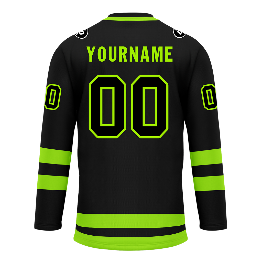 Custom Black Green Personalized Hockey Jersey HCKJ01-D0a70b8