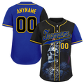 Custom Black Blue Skull Fashion Personalized Authentic Baseball Jersey BSBJ01-D017147