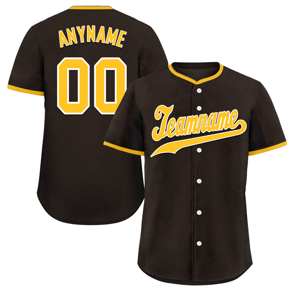 Custom Brown Classic Style Yellow Personalized Authentic Baseball Jersey BSBJ01-bd0faee