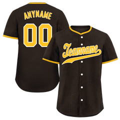 Custom Brown Classic Style Yellow Personalized Authentic Baseball Jersey BSBJ01-bd0faee