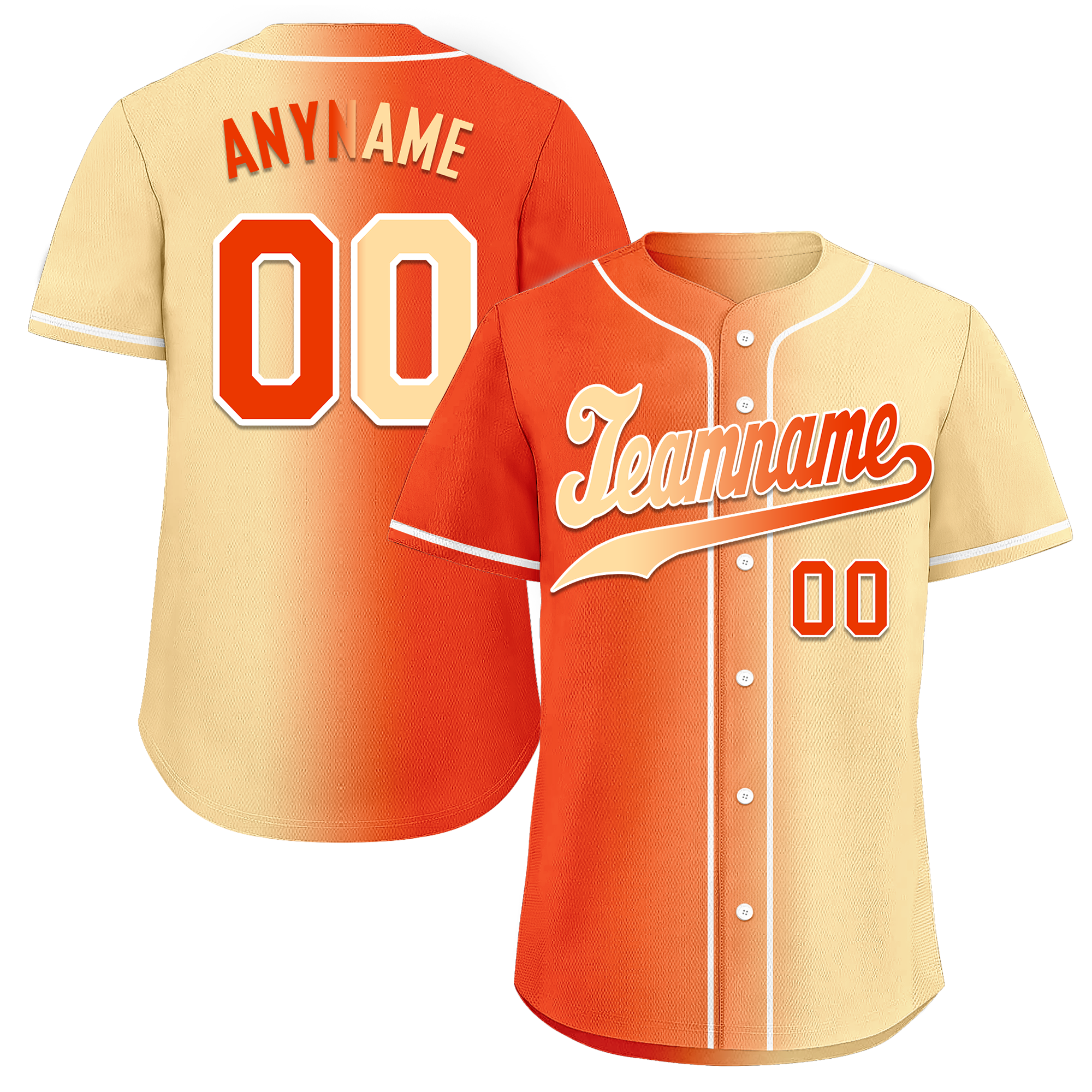 Custom Orange Beige Gradient Fashion Personalized Authentic Baseball Jersey BSBJ01-D0a707f
