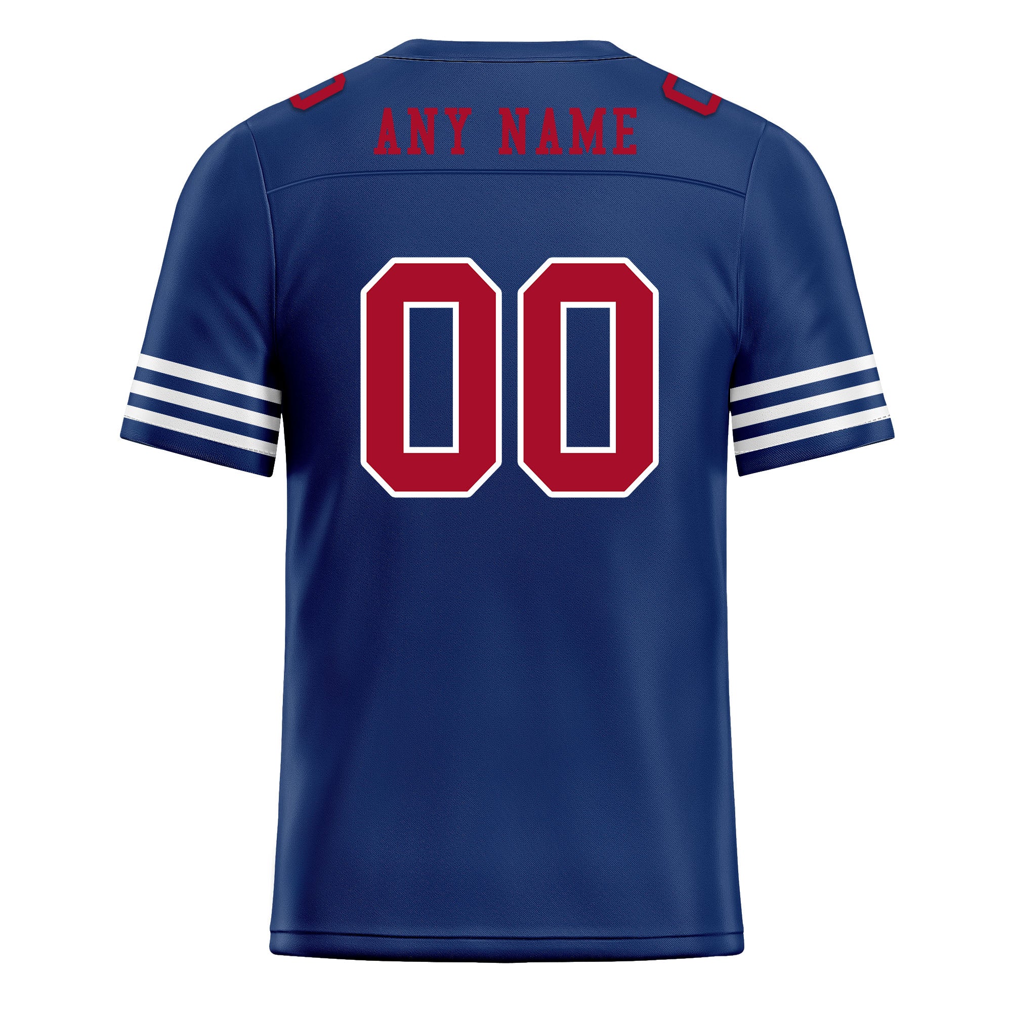 Custom Dark Blue Red Striped Sleeves Personalized Authentic Football Jersey FBJ02-D06044