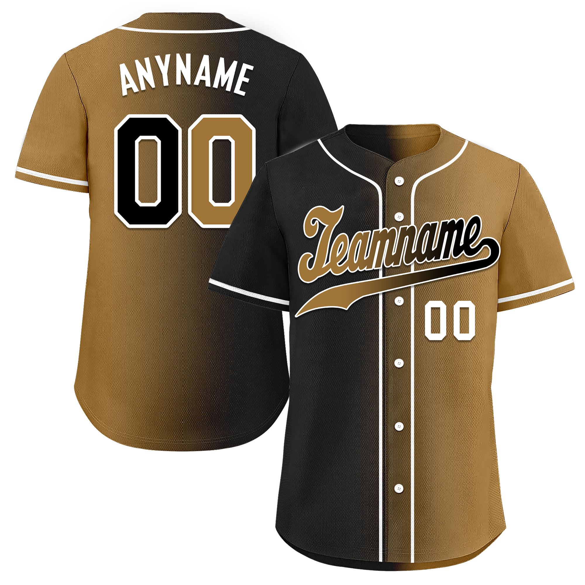 Custom Black Gold Gradient Fashion Personalized Authentic Baseball Jersey BSBJ01-D0a7a0d