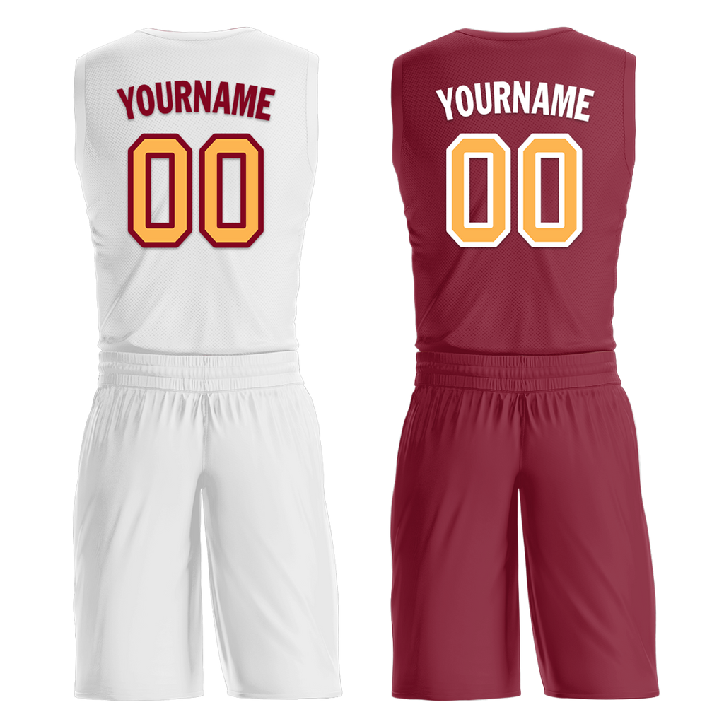 Custom White Red Classic Style Reversible Basketball Uniform Personalized Ordinary BBJR-D017012