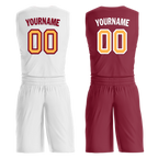 Custom White Red Classic Style Reversible Basketball Uniform Personalized Ordinary BBJR-D017012