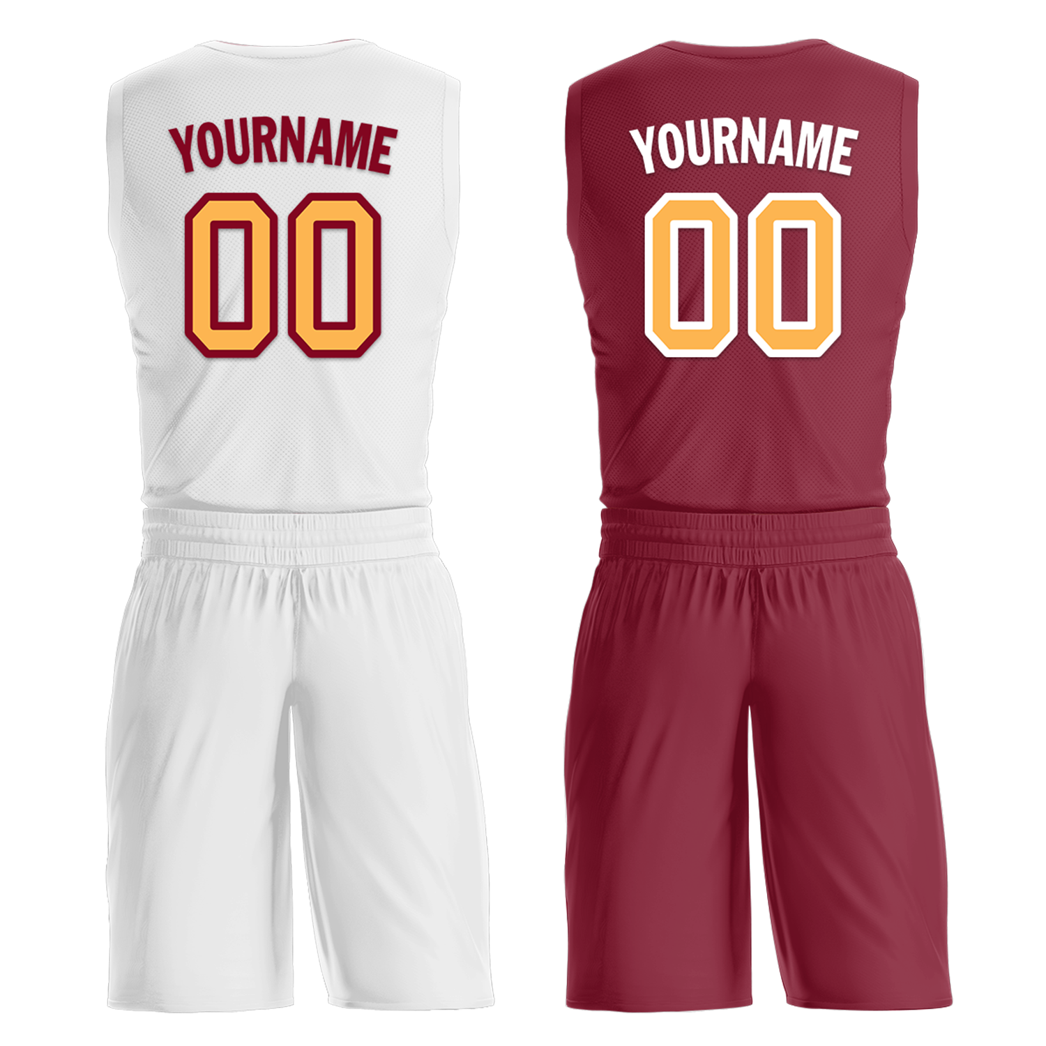 Custom White Red Classic Style Reversible Basketball Uniform Personalized Ordinary BBJR-D017012