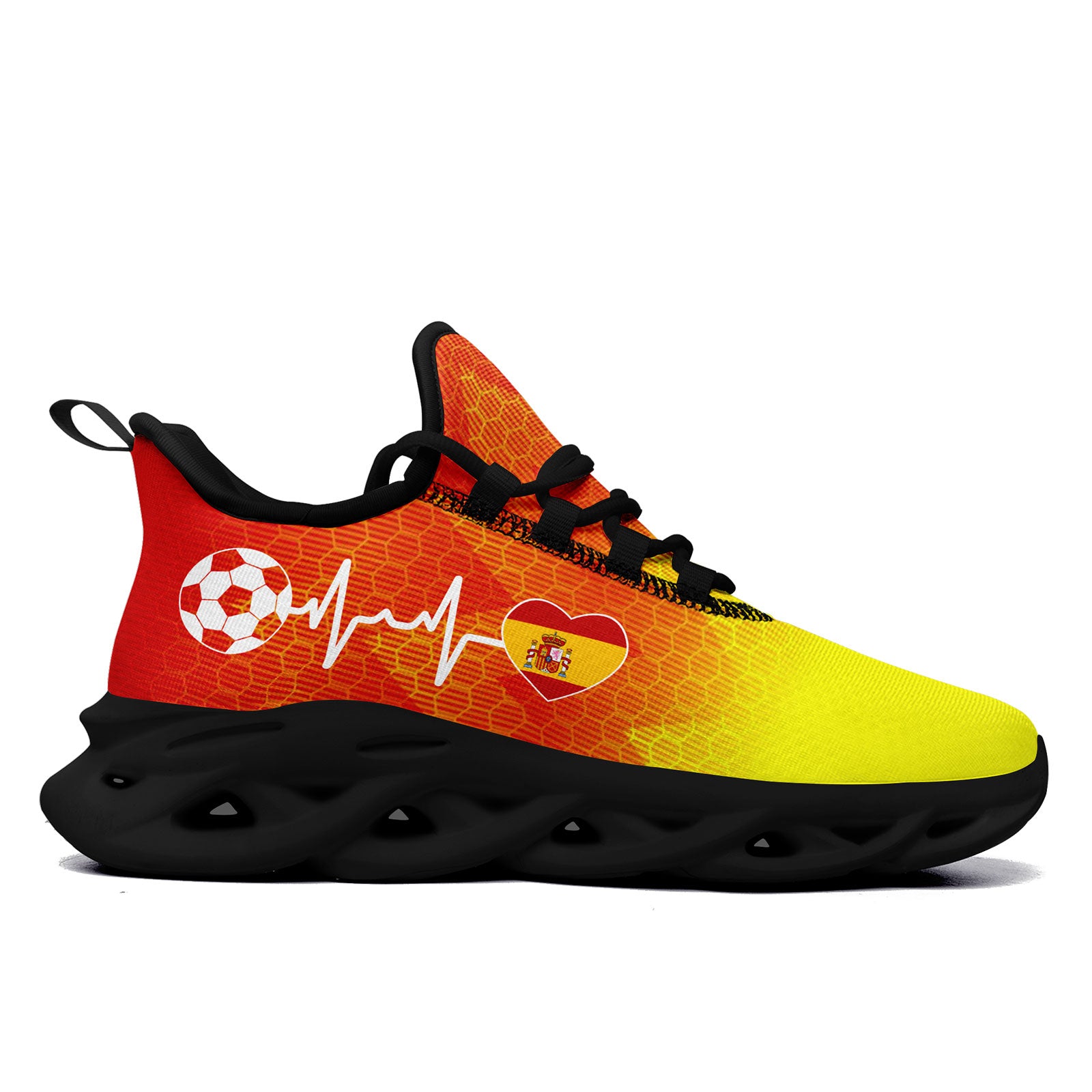 Custom Spain 2026 World Cup Sneakers DIY Country Flag Running Shoes Lightweight Sport Shoes Gift for Football Fans Personalized Team Name and Logo FN003-F025036-2