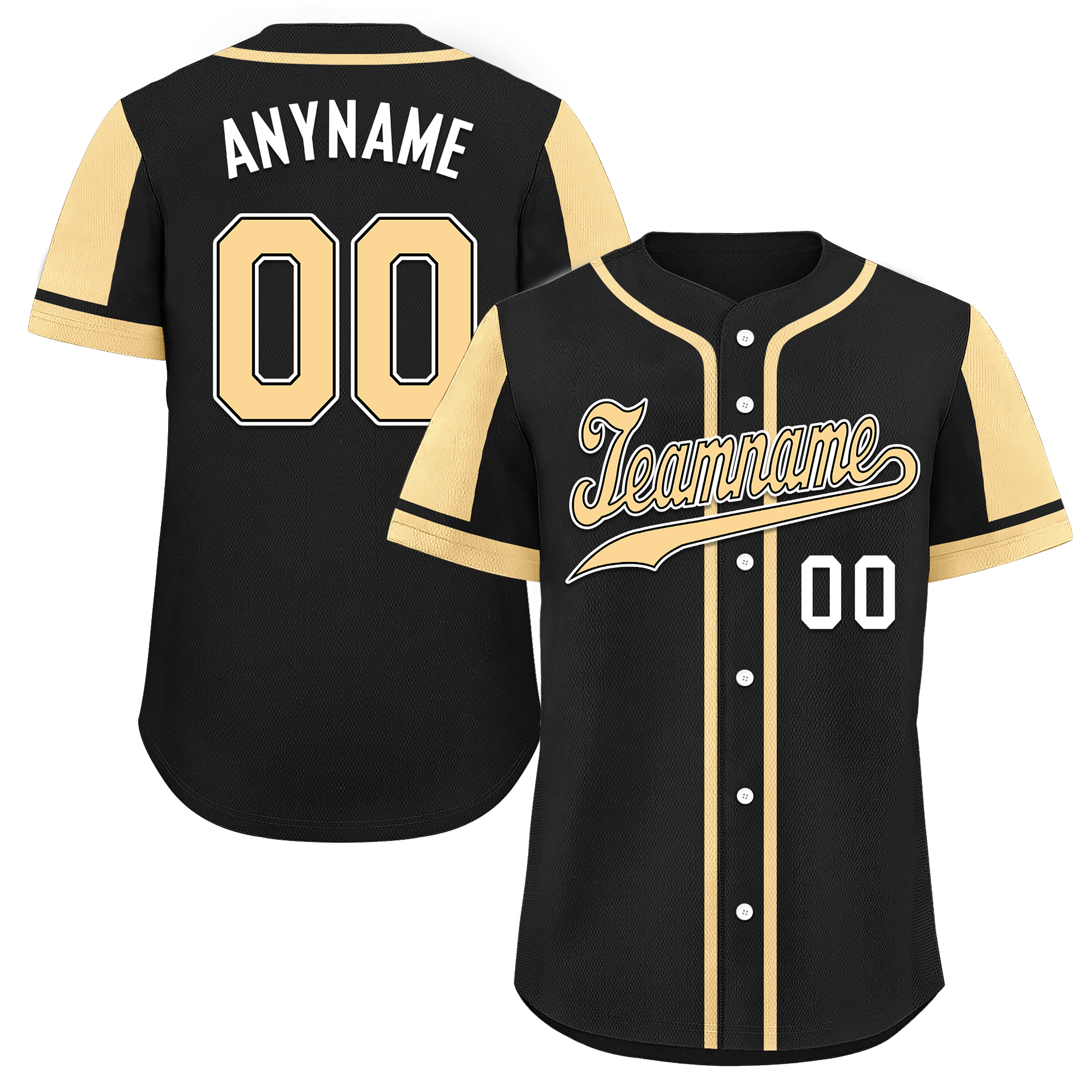 Custom Black Yellow Raglan Sleeves Personalized Authentic Baseball Jersey BSBJ01-D017196
