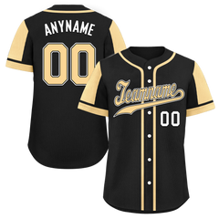 Custom Black Yellow Raglan Sleeves Personalized Authentic Baseball Jersey BSBJ01-D017196