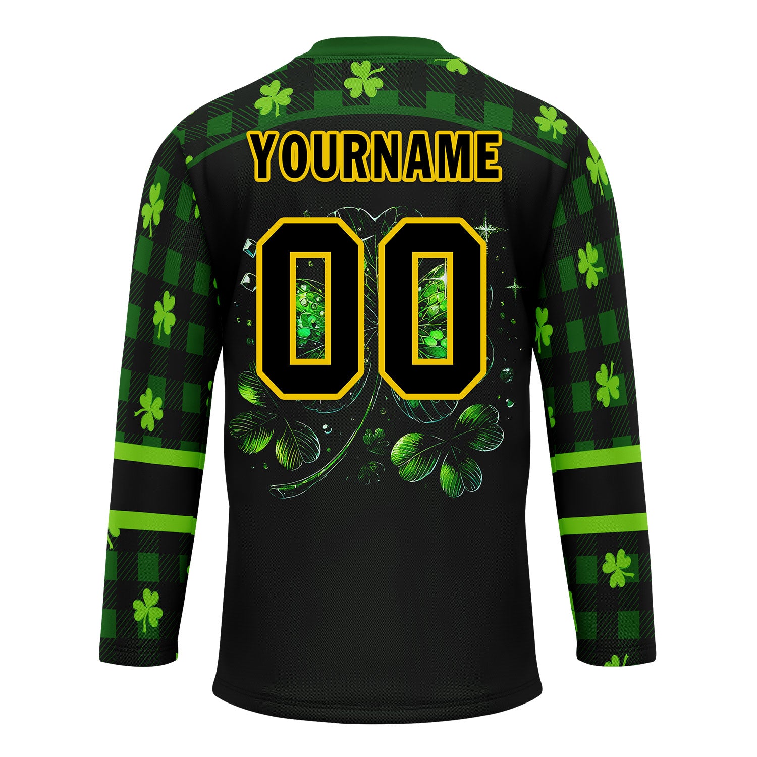 Custom Four-leaf clover Personalized Hockey Jersey HCKJ01-E0615-8