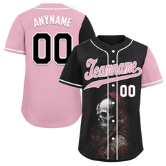 Custom Black Red Skull Fashion Personalized Authentic Baseball Jersey BSBJ01-D017148