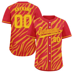 Custom Red Yellow Zebra Pattern Personalized Authentic Baseball Jersey BSBJ01-D020201-6