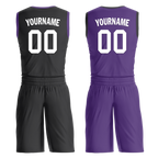 Custom Black Purple Classic Style Reversible Basketball Uniform Personalized COOLMAX BBJR-D017035