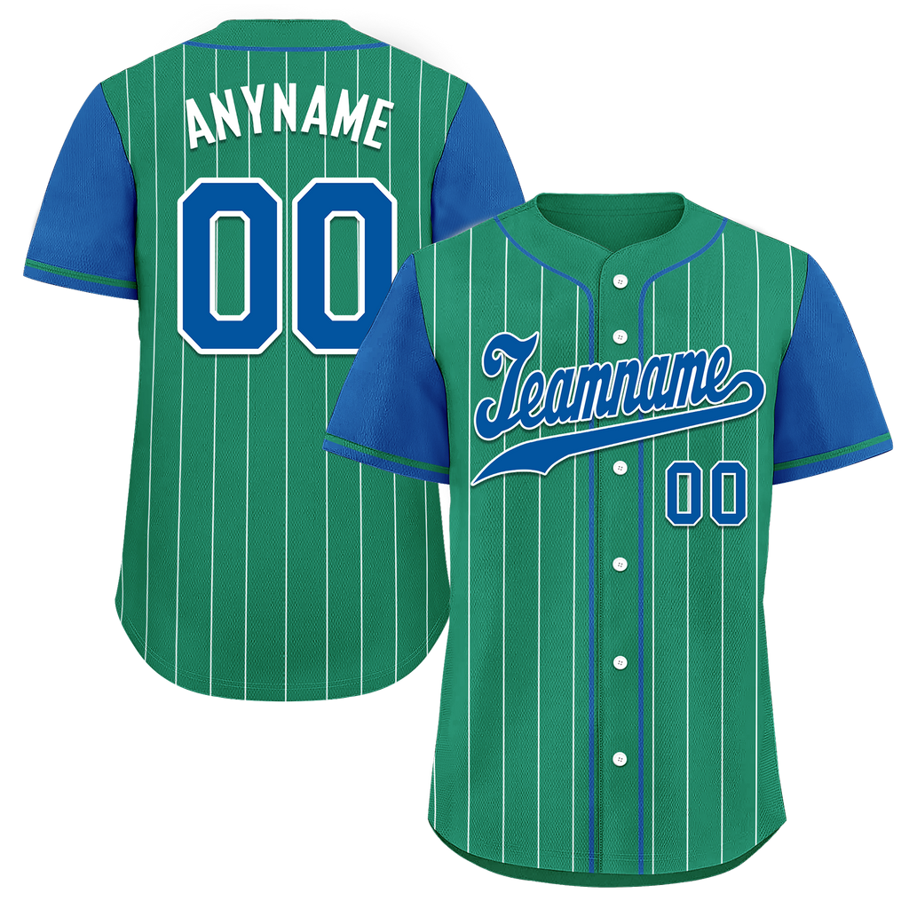 Custom Green Blue Stripe Baseball Jersey – Embroidered