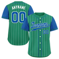 Custom Green Blue Stripe Baseball Jersey – Embroidered