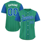 Custom Green Blue Stripe Baseball Jersey – Embroidered