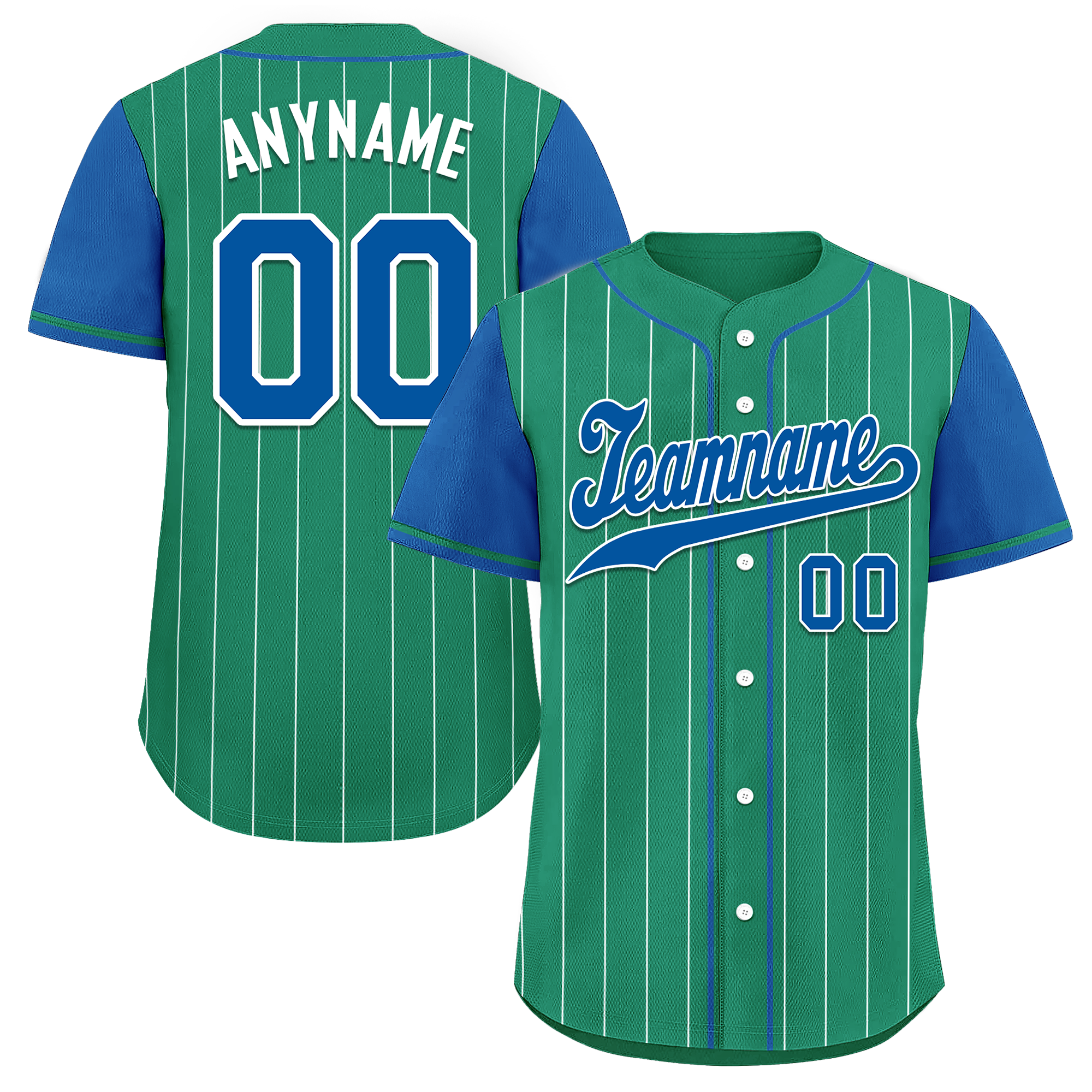 Custom Green Blue Stripe Baseball Jersey – Embroidered