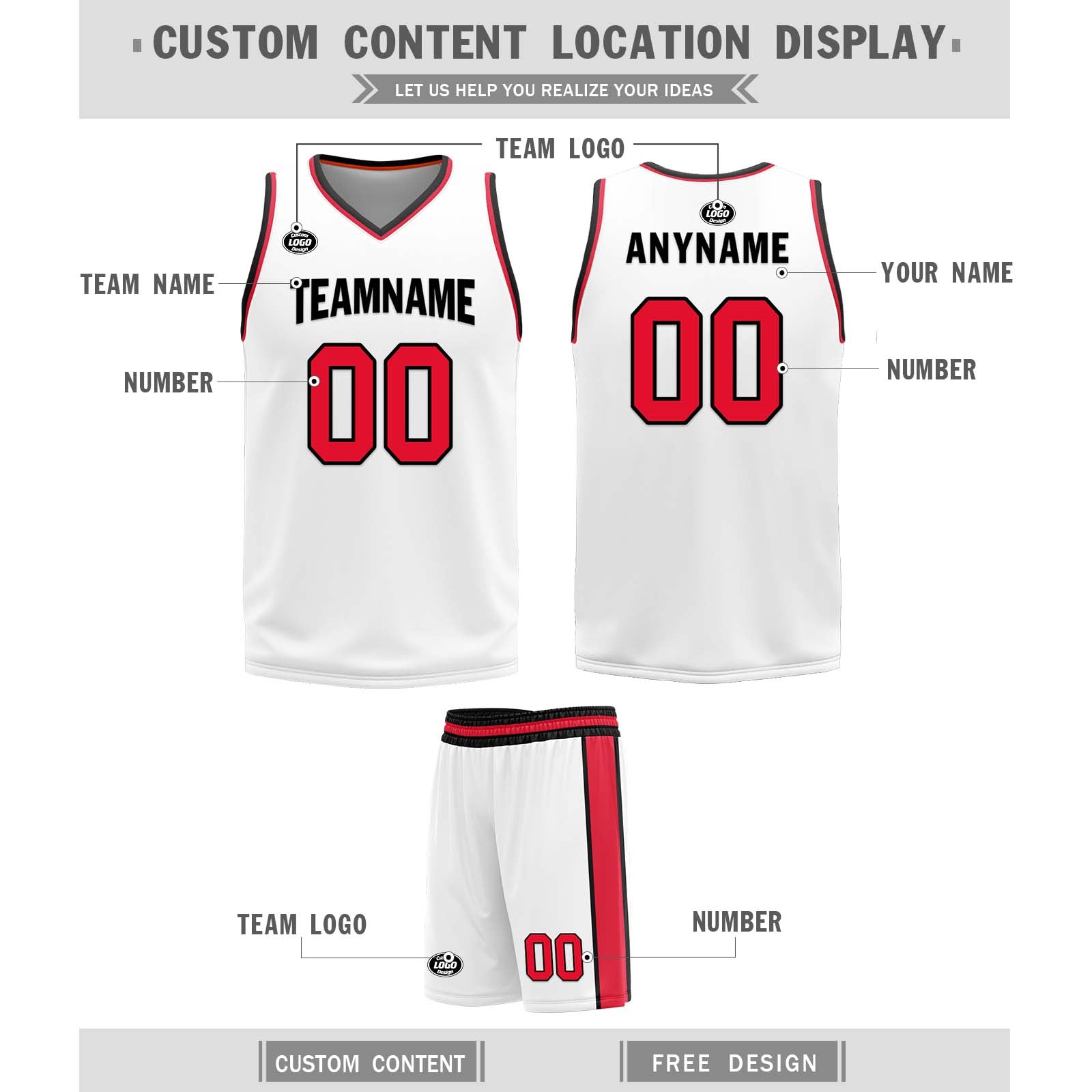 Custom White Red Black Detroit City Edition Personalized Reversible Basketball Set Sports Basketball Jersey BBJ01R-D0610-9
