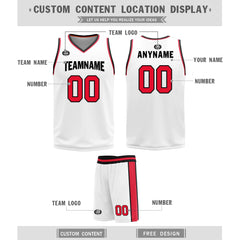 Custom White Red Black Detroit City Edition Personalized Reversible Basketball Set Sports Basketball Jersey BBJ01R-D0610-9