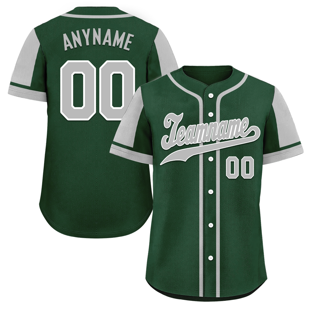 Custom Green Gray Raglan Sleeves Personalized Authentic Baseball Jersey BSBJ01-D017174