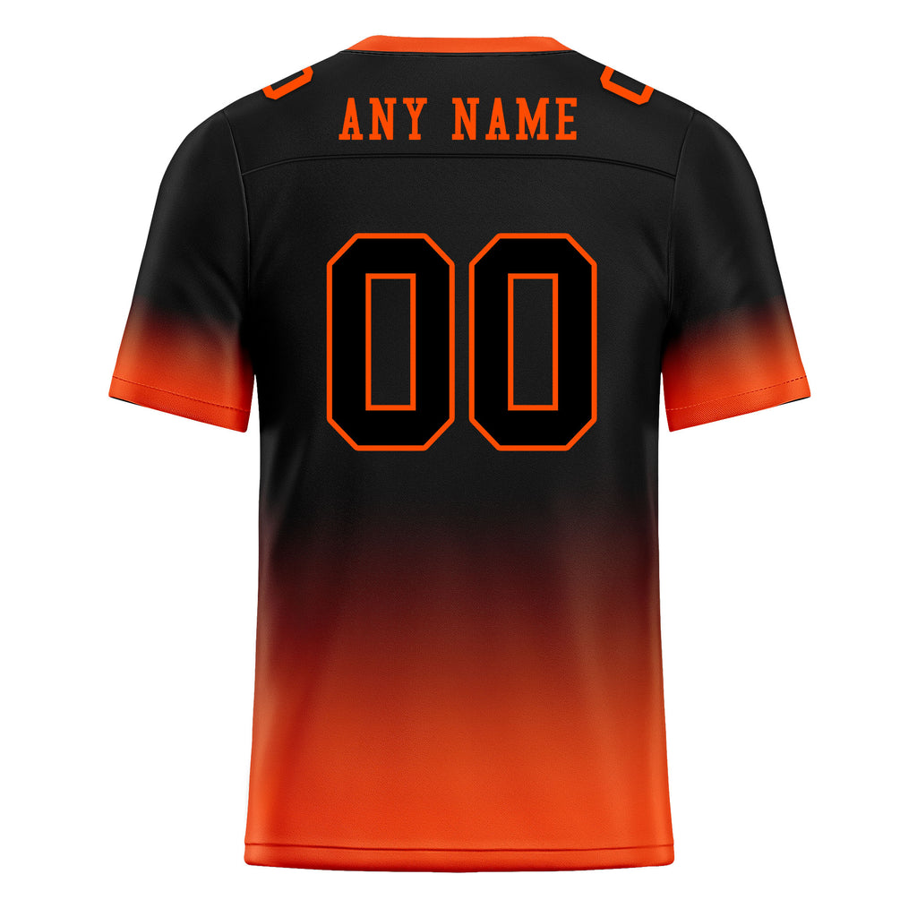 Custom Black Orange Fade Fashion Personalized Authentic Football Jersey FBJ02-D06087