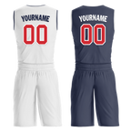 Custom White Blue Classic Style Reversible Basketball Uniform Personalized COOLMAX BBJR-D017023