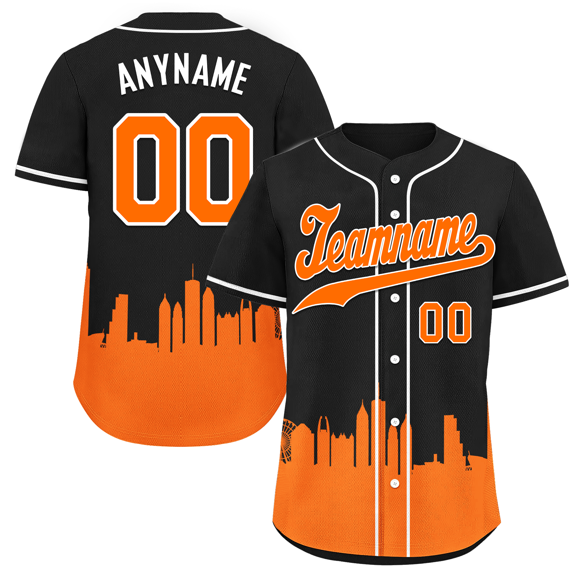Custom Black Orange City Edition Personalized Authentic Baseball Jersey BSBJ01-D017133