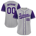 Custom Gray Purple Stripe Fashion Personalized Authentic Baseball Jersey BSBJ01-D017253