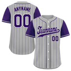Custom Gray Purple Stripe Fashion Personalized Authentic Baseball Jersey BSBJ01-D017253