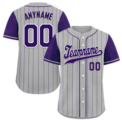 Custom Gray Purple Stripe Fashion Personalized Authentic Baseball Jersey BSBJ01-D017253