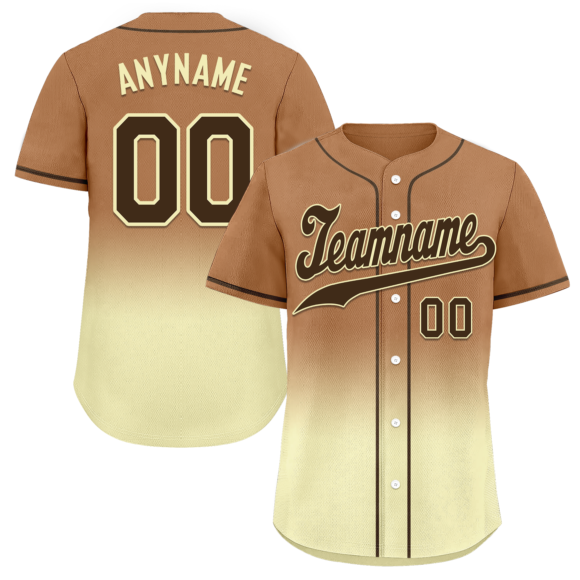 Custom Brown Yellow Fade Fashion Personalized Authentic Baseball Jersey BSBJ01-D0a70ff