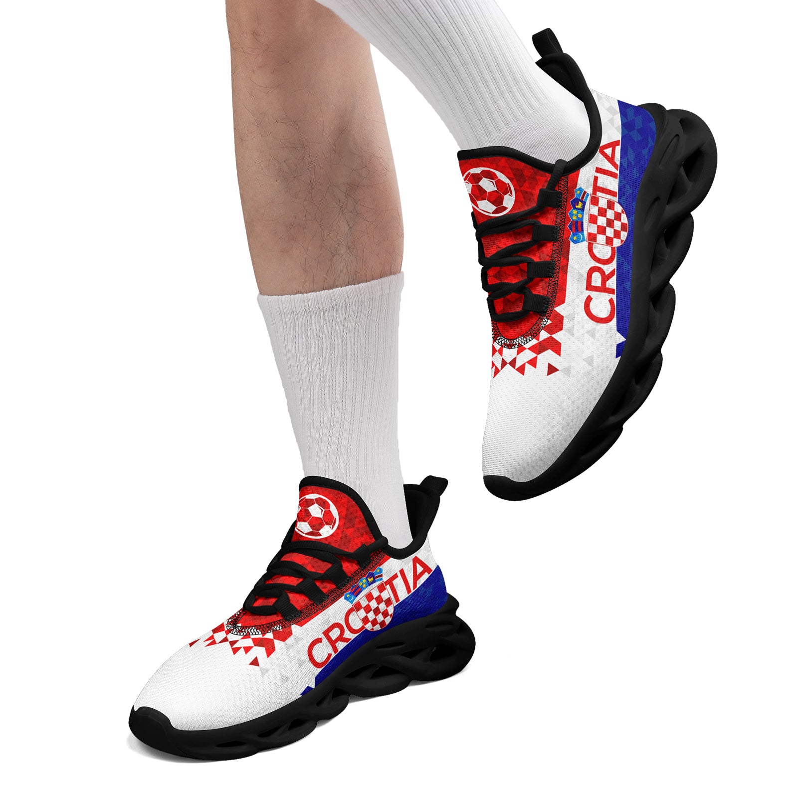 Custom Croatia 2026 World Cup Sneakers DIY Country Flag Running Shoes Lightweight Sport Shoes Gift for Football Fans Personalized Team Name and Logo FN003-F009104-4