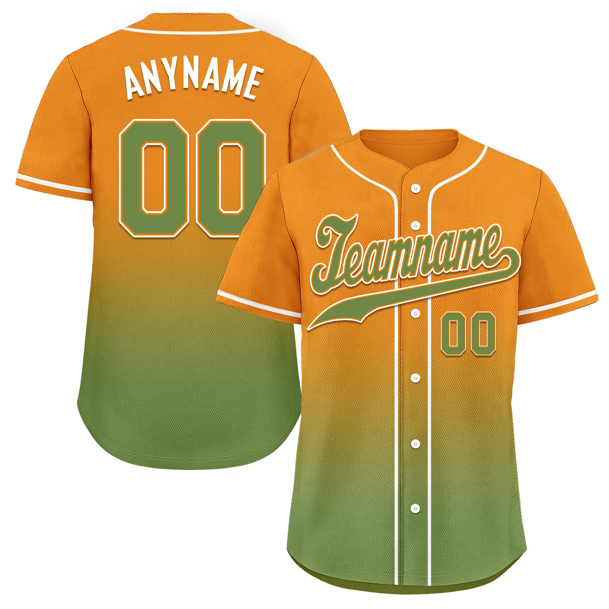 Custom Orange Green Fade Fashion Personalized Authentic Baseball Jersey BSBJ01-D0a70b9
