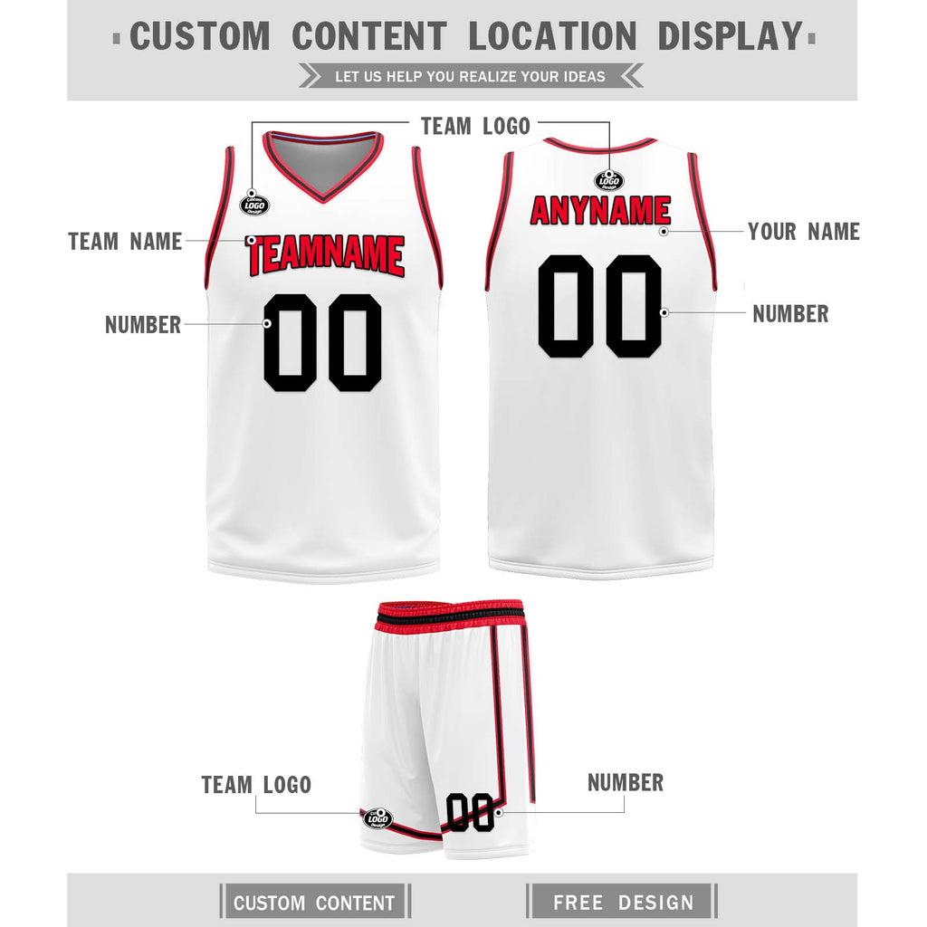 Custom Red White Black Houston City Edition Personalized Reversible Basketball Set Sports Basketball Jersey BBJ01R-D0610-11