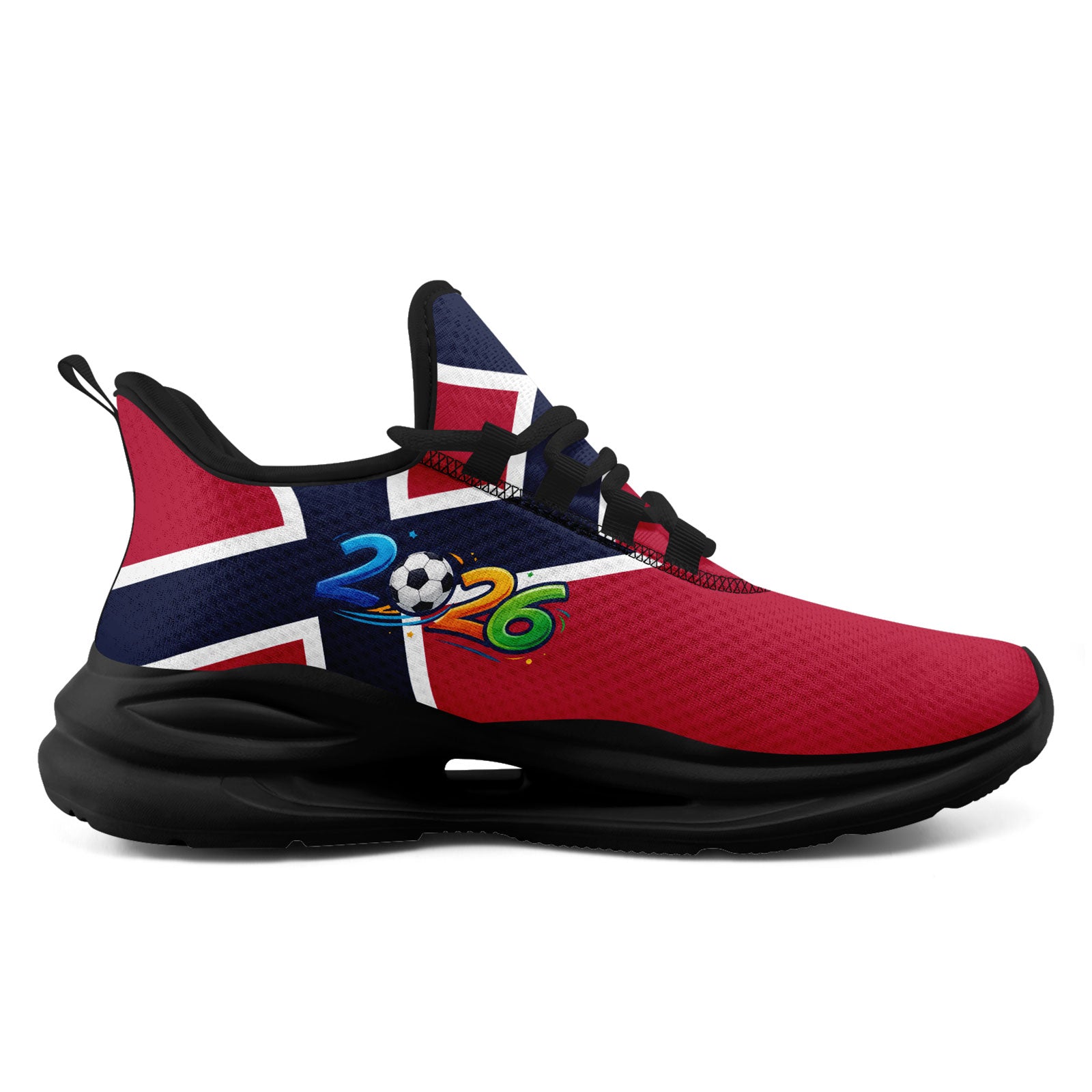 Custom 2026 World Cup Norway Sneakers DIY Country Flag Running Shoes Lightweight Sport Shoes Gift for Football Fans Personalized Team Name and Logo FN079-F027070-4