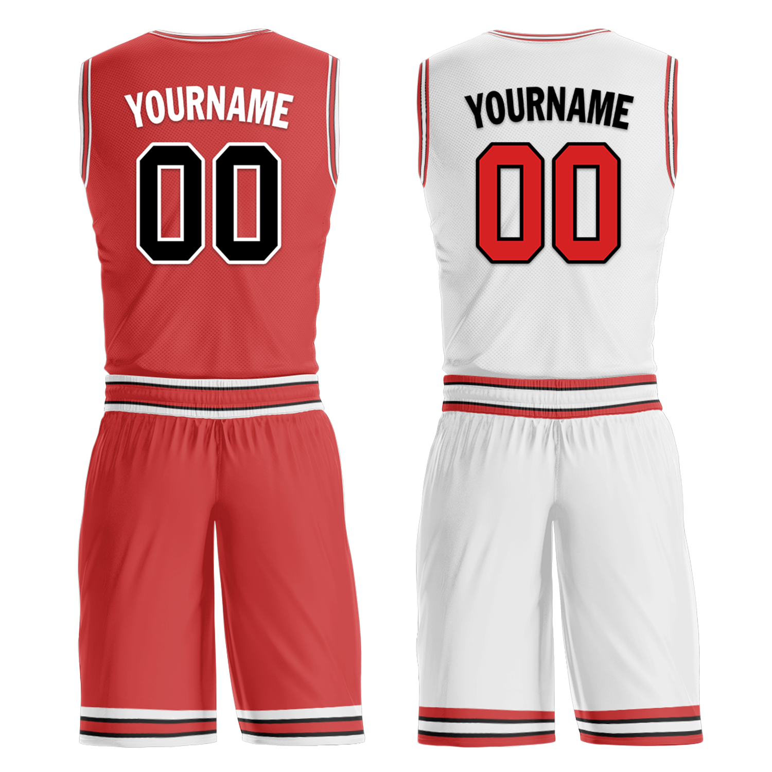 Custom Red White Classic Style Reversible Basketball Uniform Personalized Ordinary BBJR-D017005